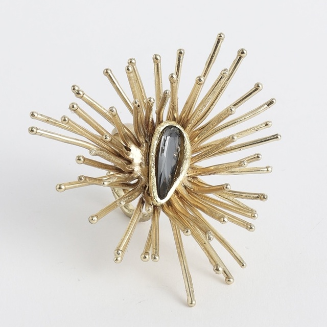 Women's Handmade Ring Leon | GD1642-101-305 Kalliope Brass-Crystals